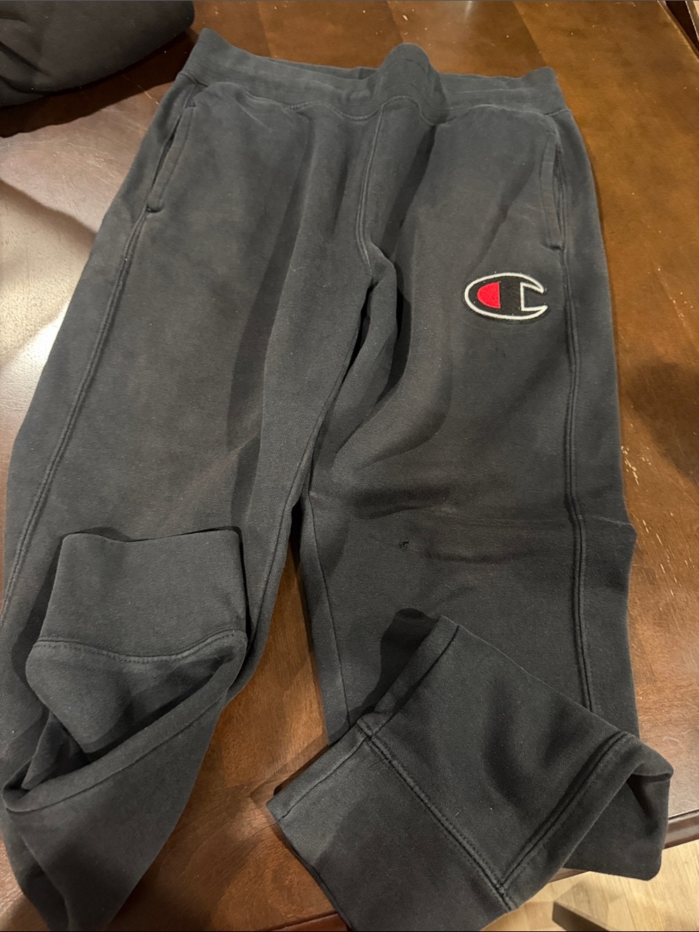 Champion Kids Black Jogger Sweatpants with Logo Patch